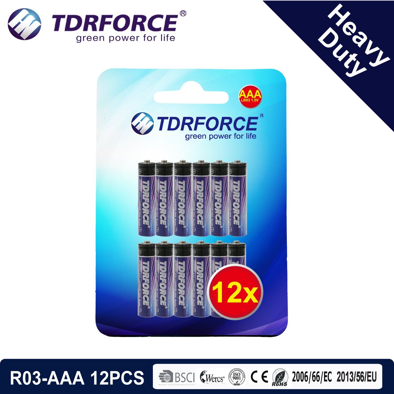 1.5V Heavy Duty Dry Battery with BSCI for Flashlight (R03-AAA 12PCS)