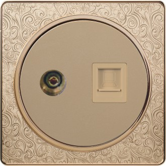 Pattern Design British Standard TV Plus Telephone Socket Golden