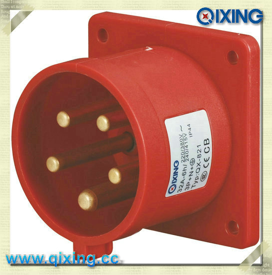 Ceeform 5p 63A 400V Red International Panel Mounted Power Plugs