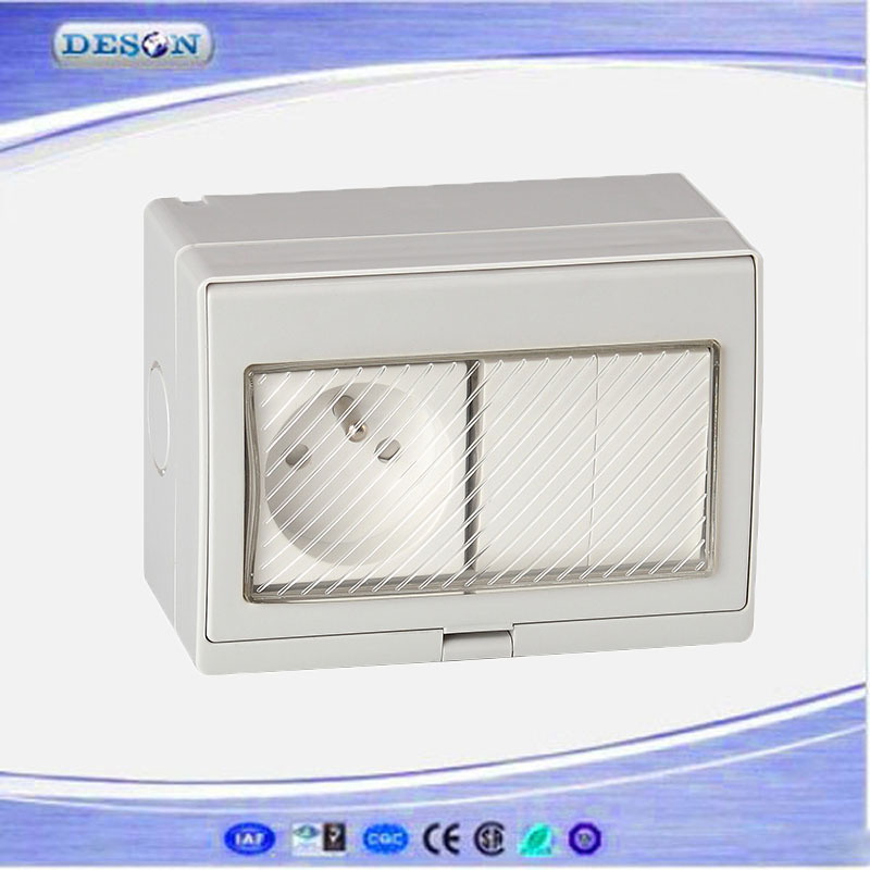 IP55 2 Gang Switch and 1 Gang French Socket Waterproof Wall Switch Socket