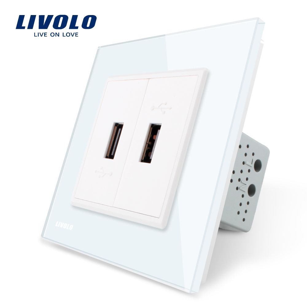 Livolo Two Gangs USB Plug Socket Wall Outlet Vl-C792u-11/12
