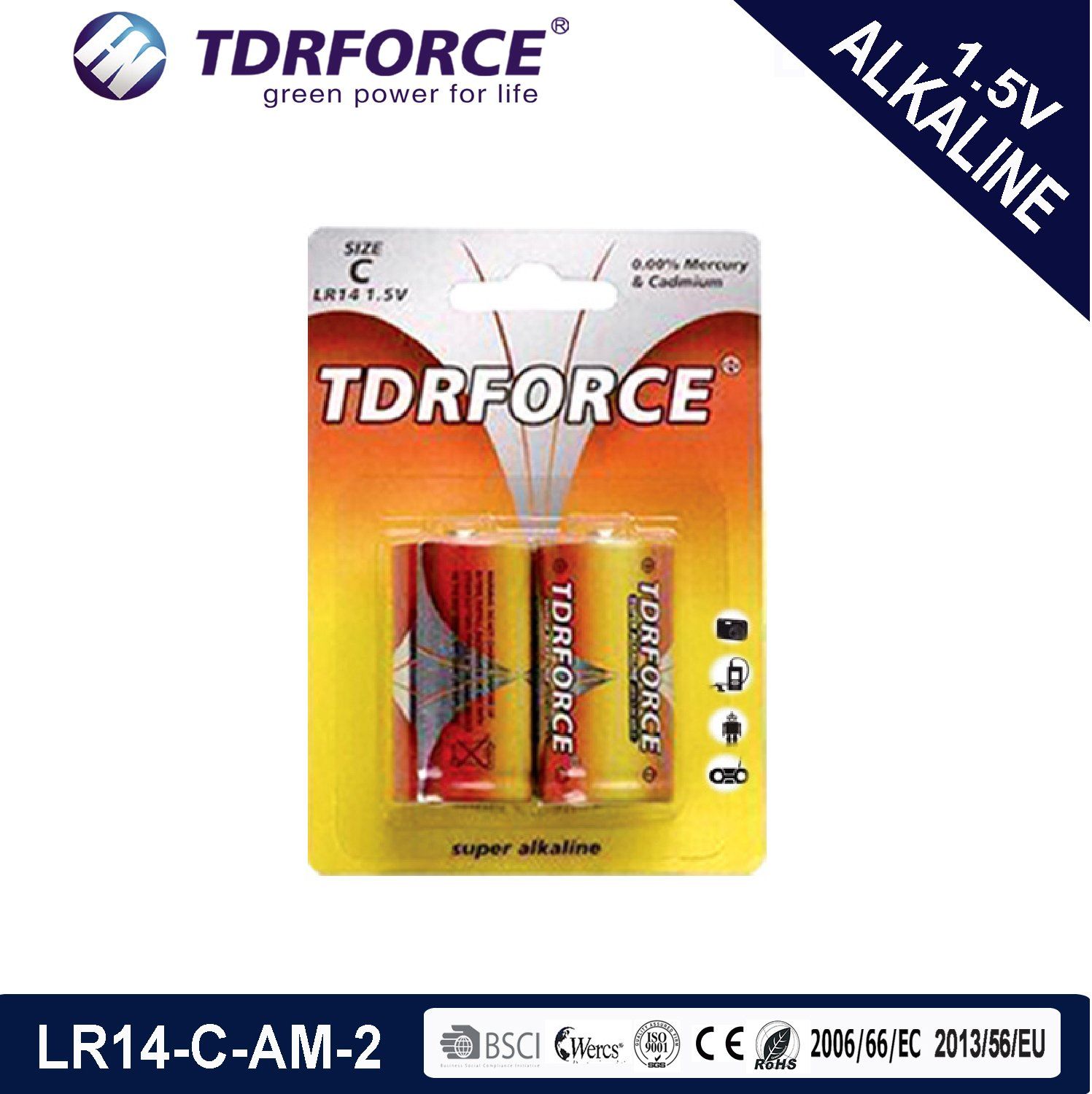Super Power Mercury Free Alkaline Dry Battery (LR14-C-Am2 Size)