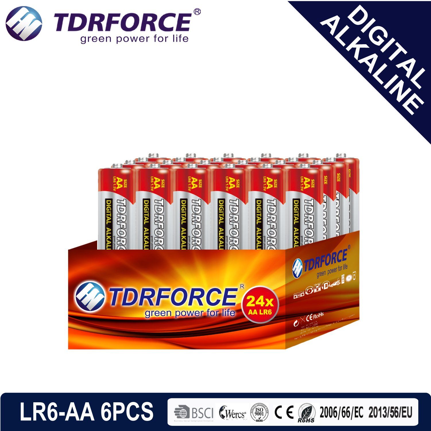 Mercury&Cadmium Free China Supplier Digital Alkaline Battery (LR6-AA 24PCS)