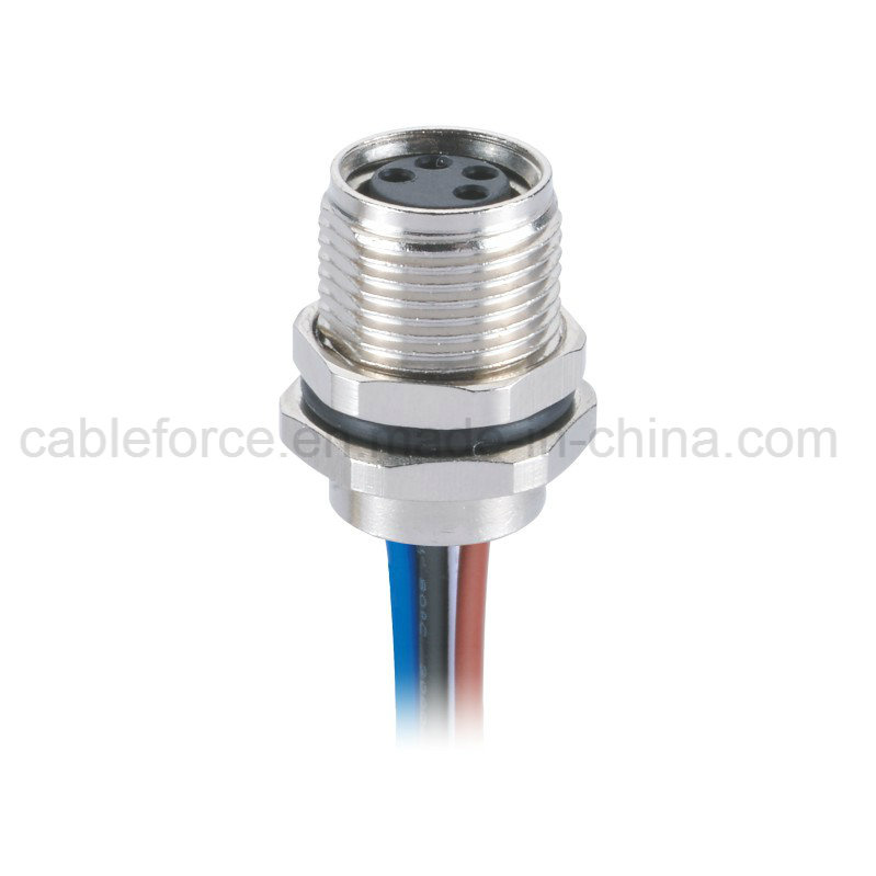 M8 4pin Female Panel Front Mounting Circular Connector with Wires