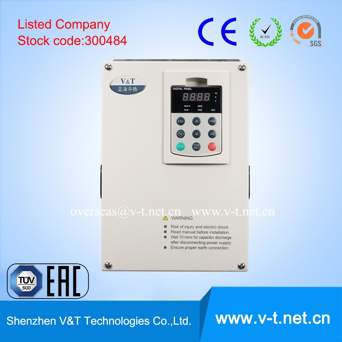 V&T V5-H Top Selling 55 to 75kw 400V Variable Torque/Light Load Application AC Drive