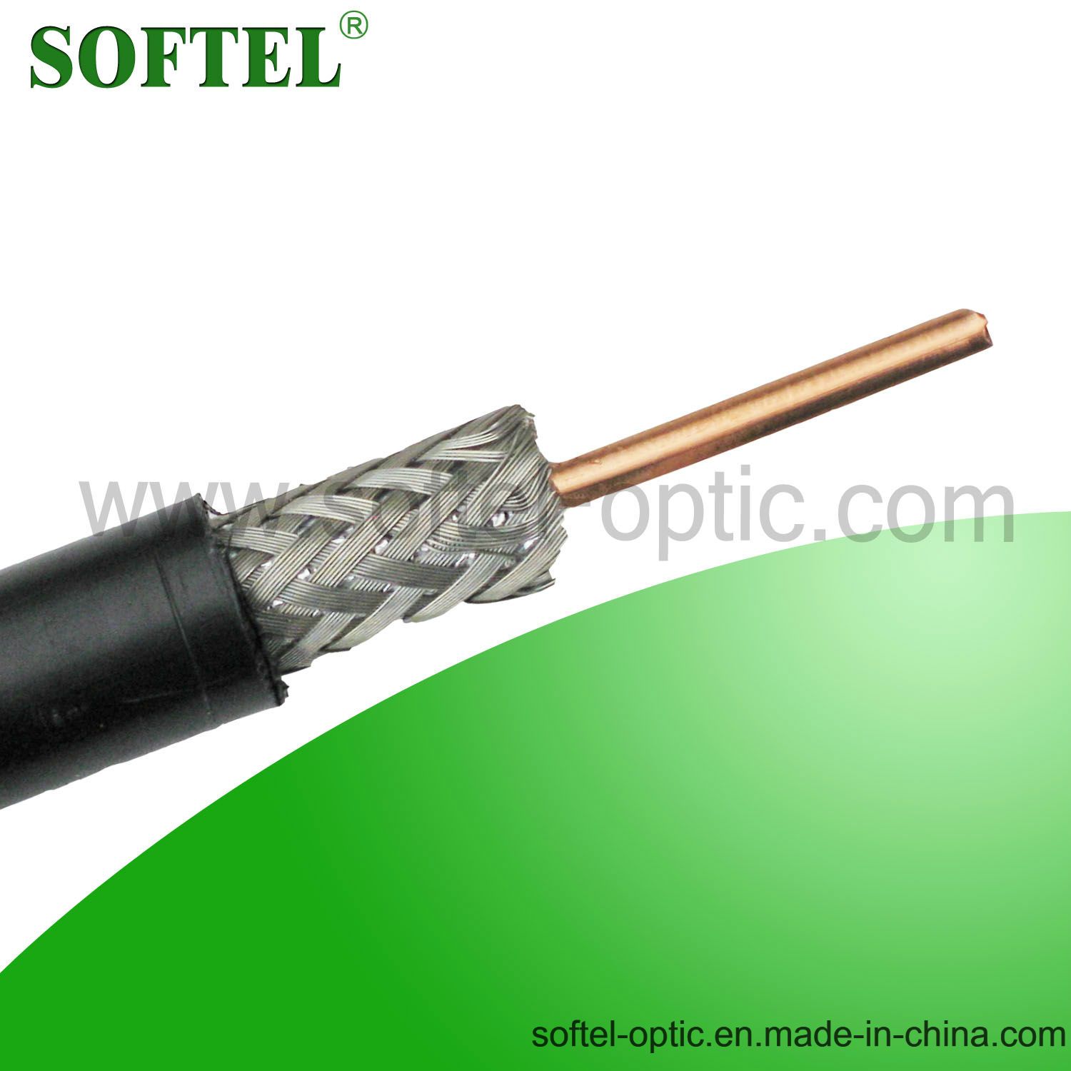 Shield and Braiding Rg11 Coaxial Cable with Optional Messenger