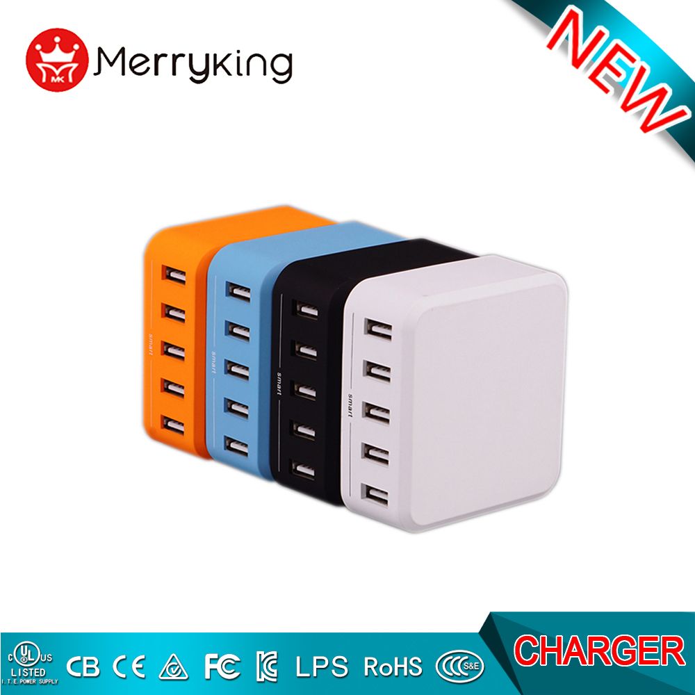 Ce UL cUL FCC OEM Fireproof 5V Multi 5 USB Ports Charger for Us EU Plug