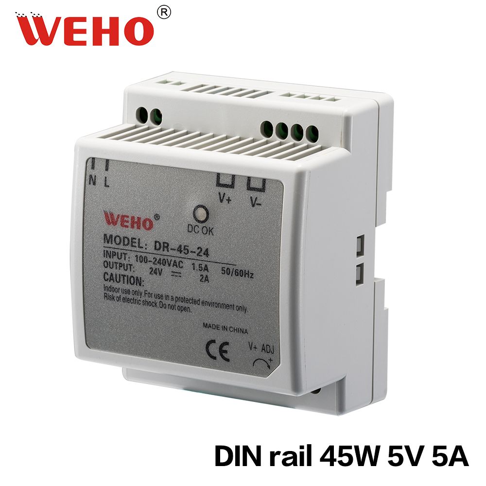 DIN Rail Switching Power Supply 45W 5V 5A DC Power Switching 45 Watt