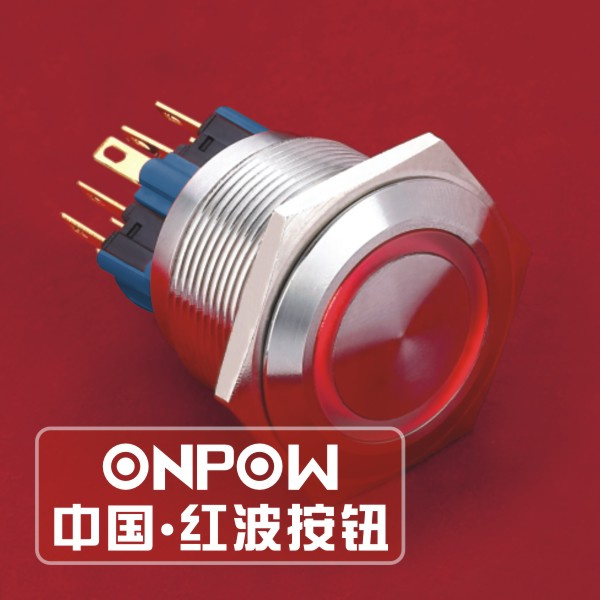 Onpow 25mm Ring Illuminated Lighted Vandal Proof Push Button Switch (GQ25-11E/S) (Dia. 25mm) (CE, CCC, RoHS, REECH)