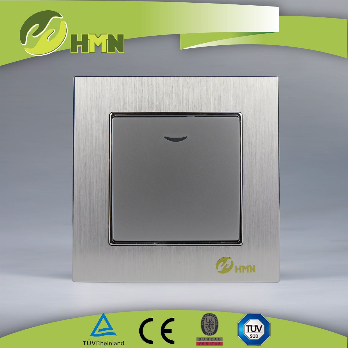 EU standard brushed aluminum wall switch