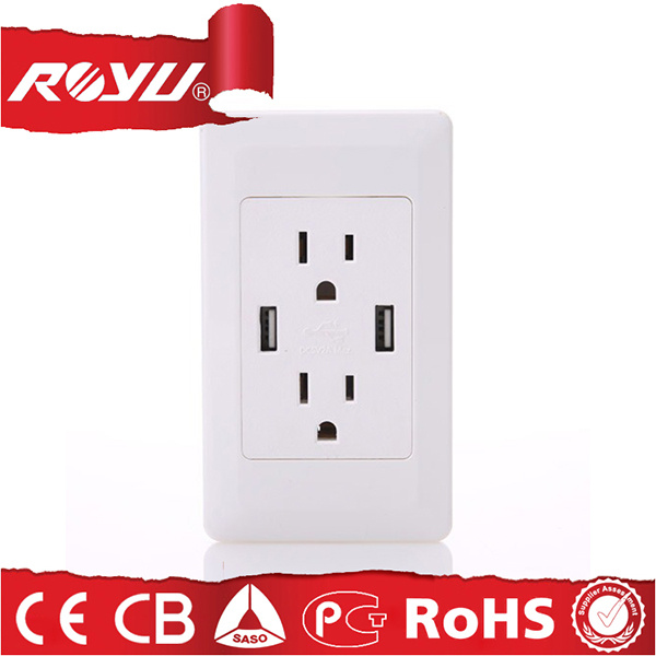 Multiple Power Electric 3 Plug Wall Socket with USB