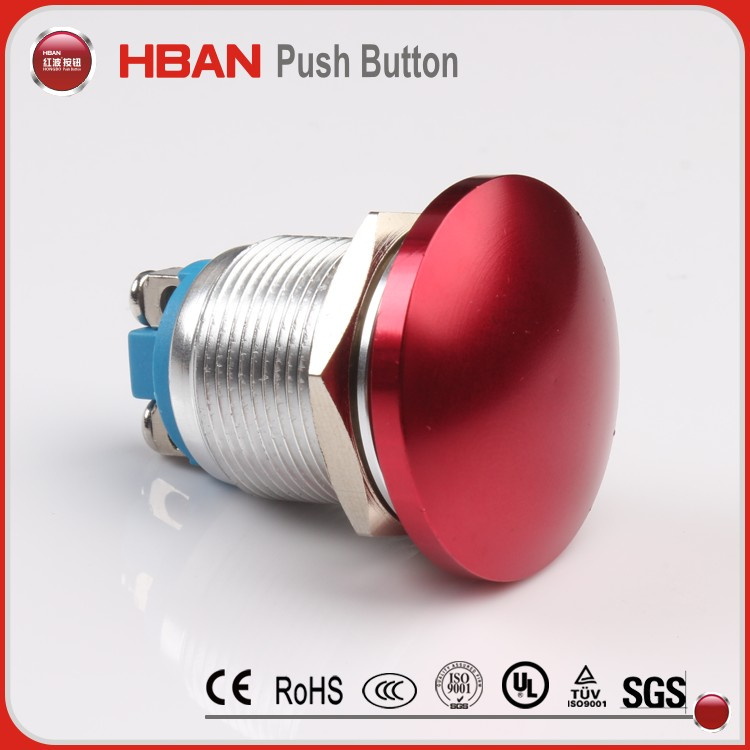 Metal Red Mushroom Momentary Screw Push Button Switch