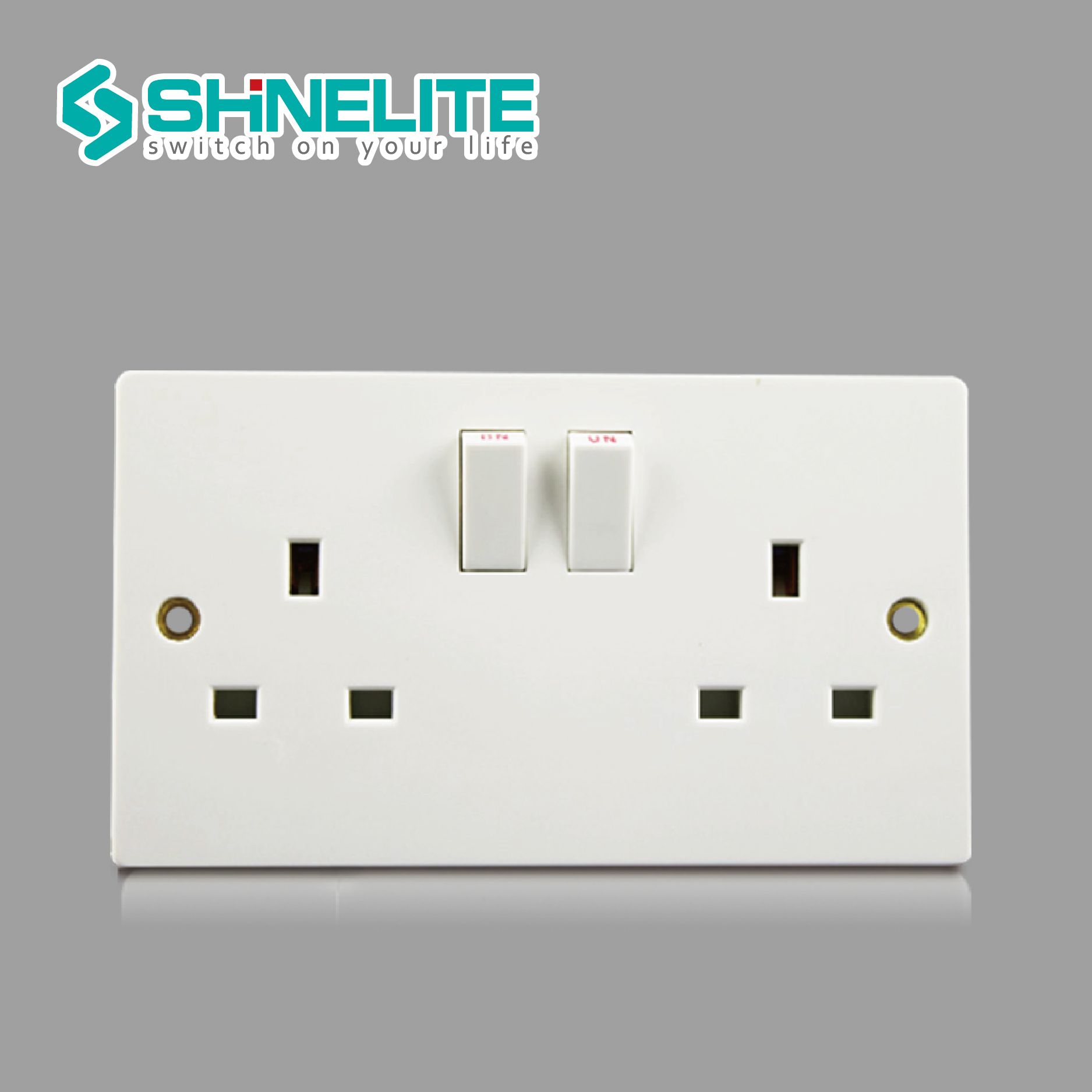 13AMP 2 Gang BS 1363 Wall Switch Socket