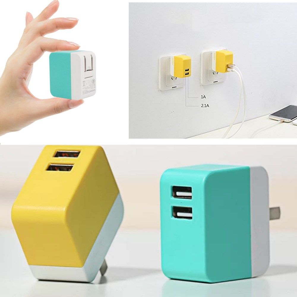 Folding Charger Dual USB Wireless Mobile Charger/Plug with 5V 2A for Power Supply
