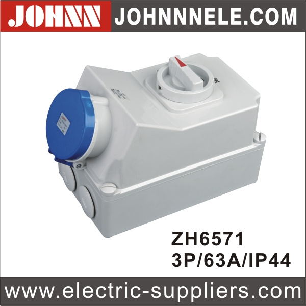 IP44 3p 63A High Quality Socket with Switches and Mechanical Interlock