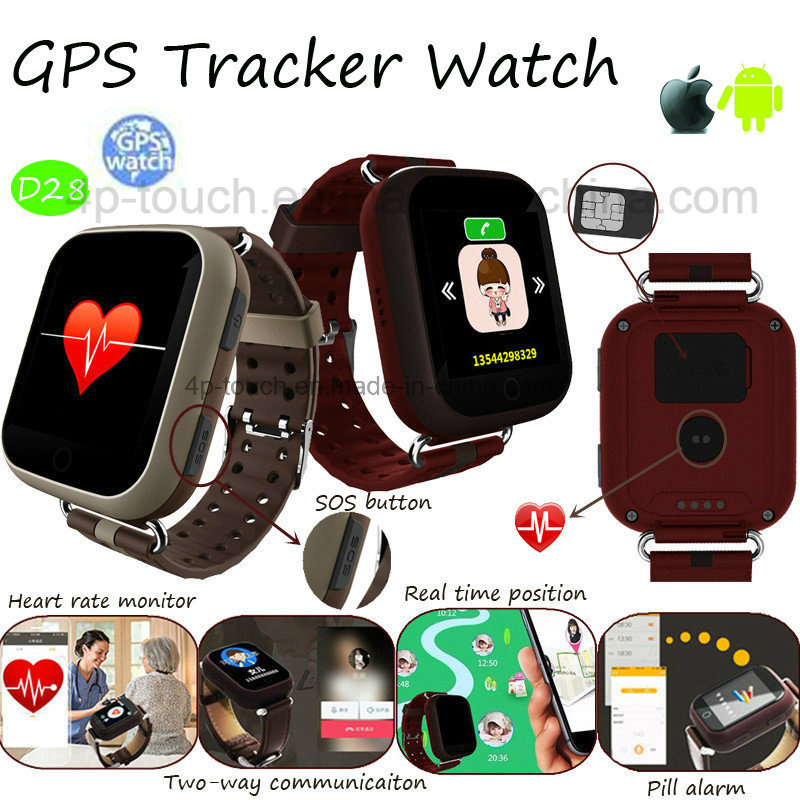 Elderly Colorful Touch Screen Heart Rate GPS Tracker Watch (D28)