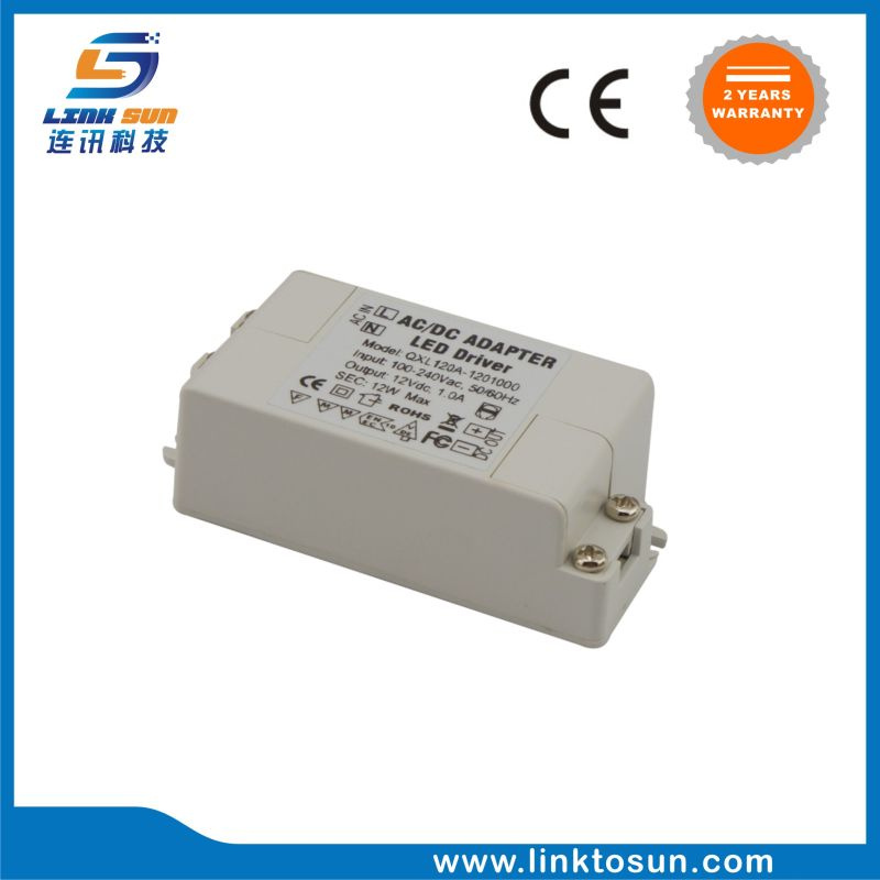 12W 12V 1A AC/DC Cheapest LED Driver with Ce FCC RoHS
