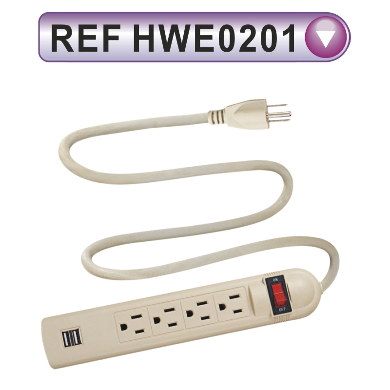 Grounding Power Strip with Extension Cable and Switch (HWE0201)