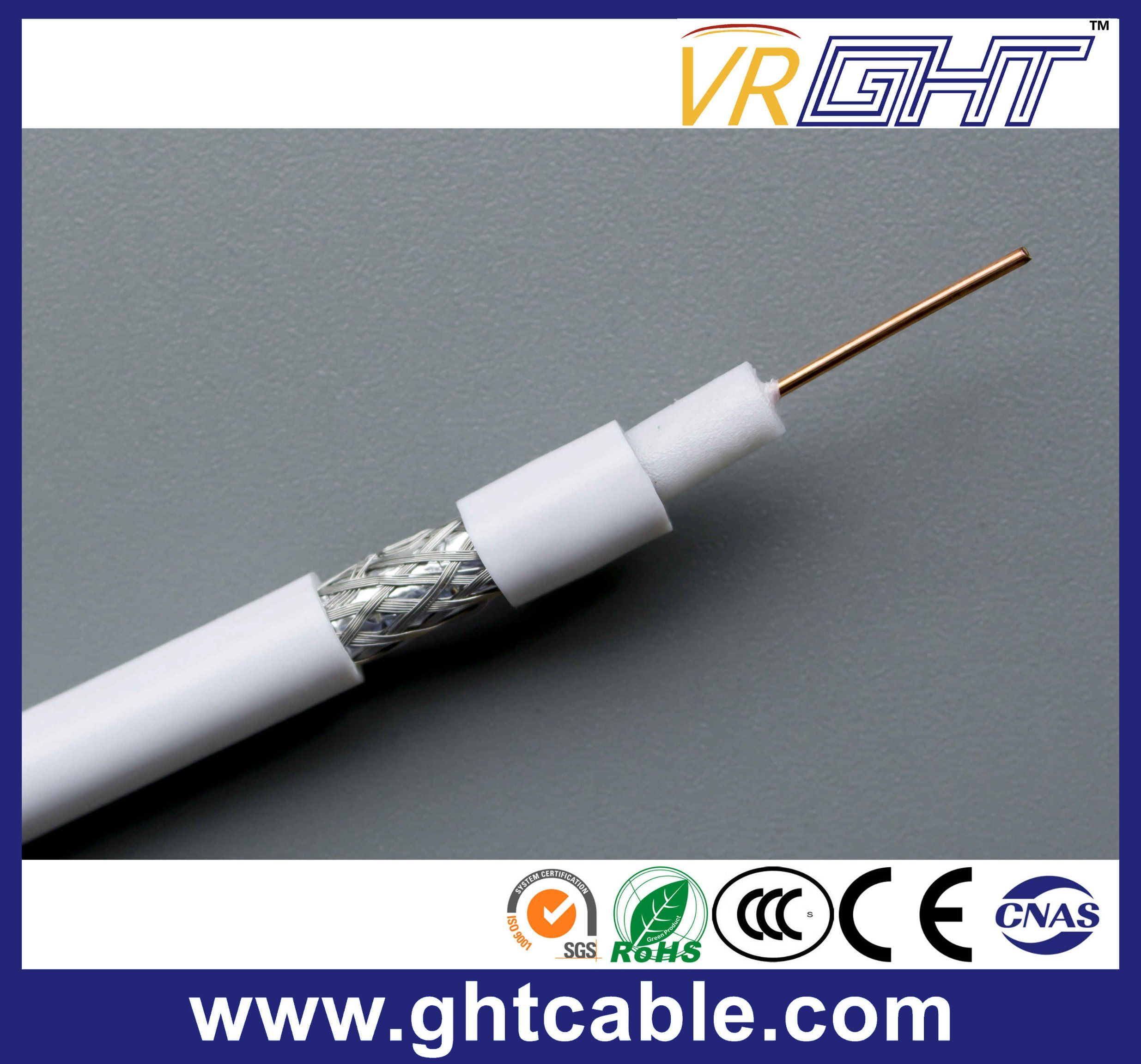 75 Ohm 19AWG CCS White PVC Coaxial Cable Rg59