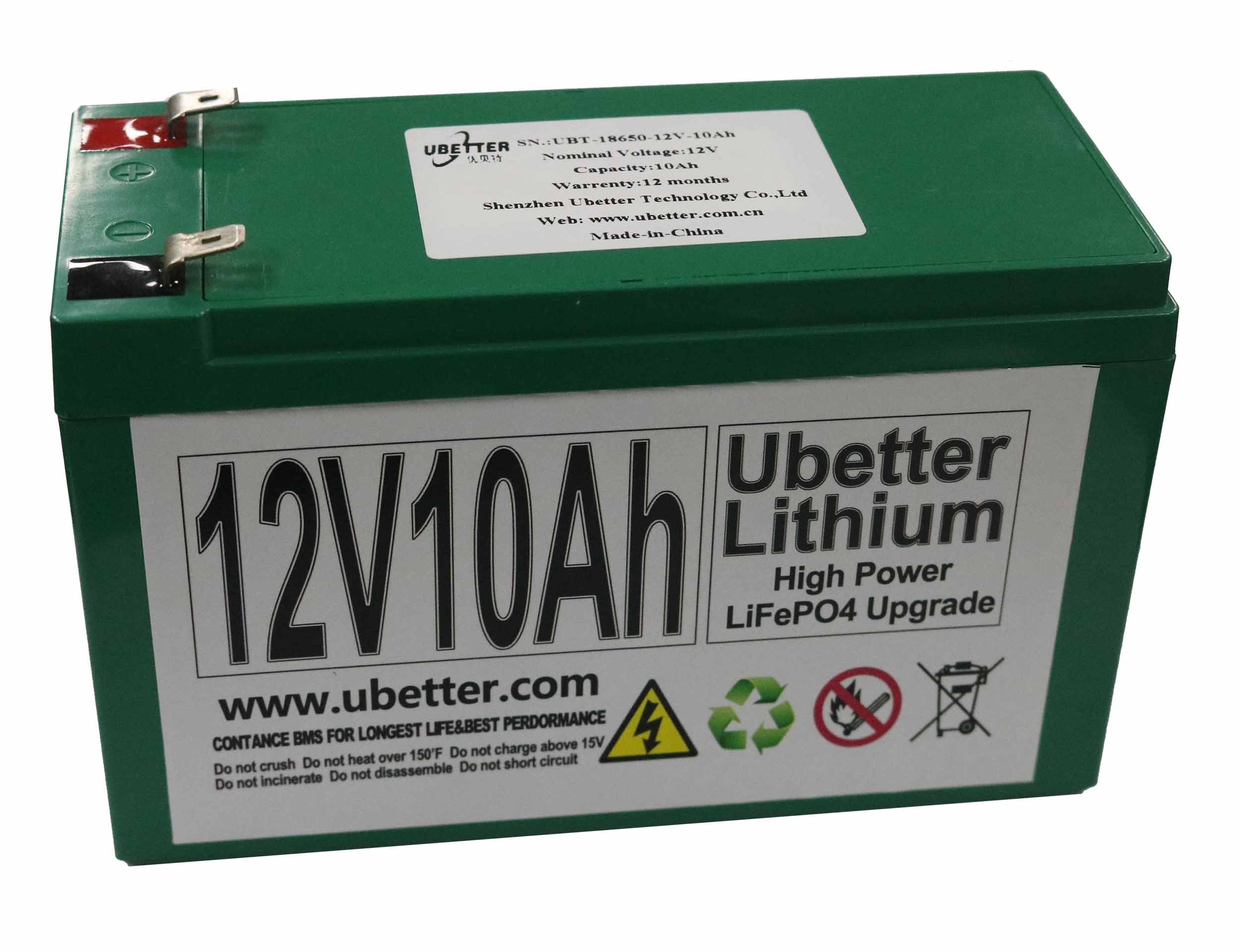 Rechargeable 12V10ah LiFePO4 Start Battery with High Discharge Current