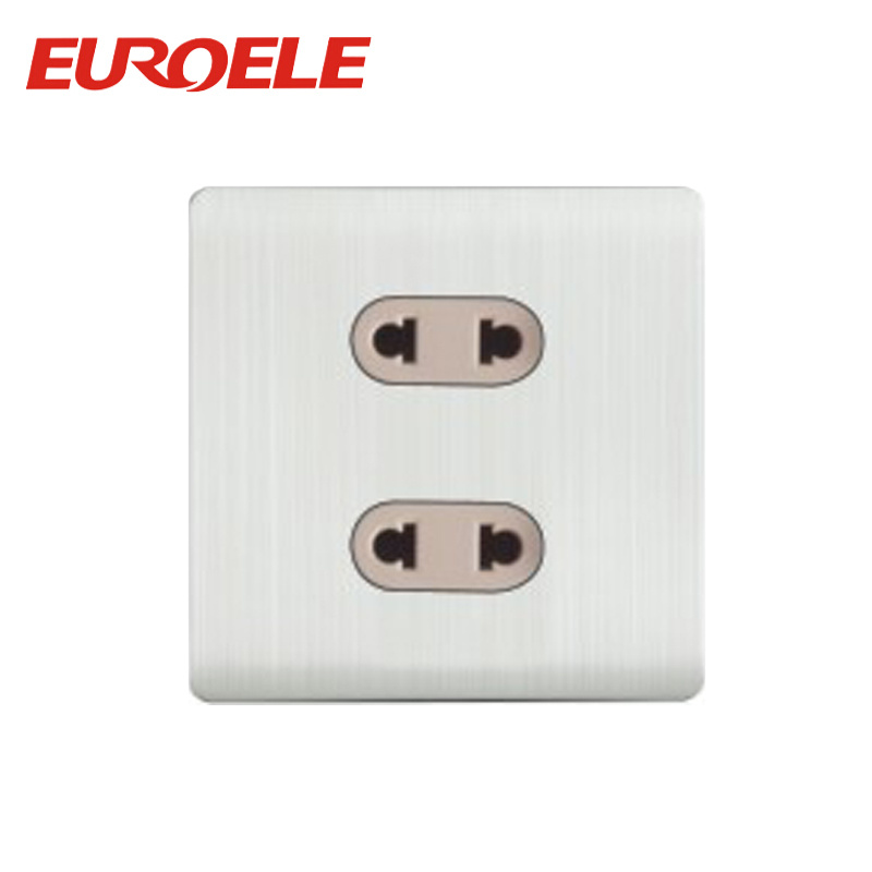 Aluminum Material Brushed Color 2 Gang 2 Pin Socket