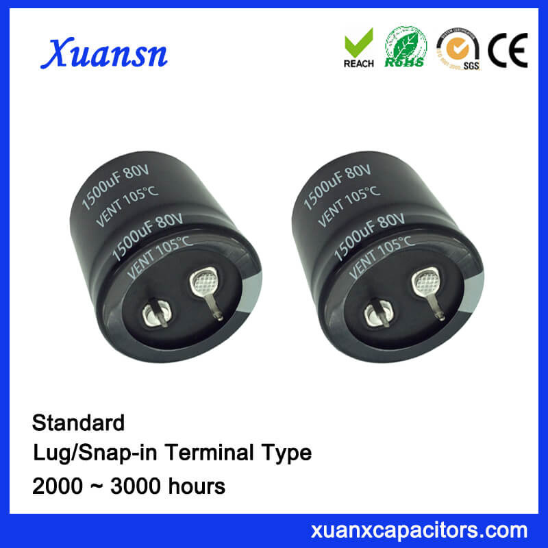 New Arrival Snap in 1500UF 80V Aluminum Electrolytic Capacitor