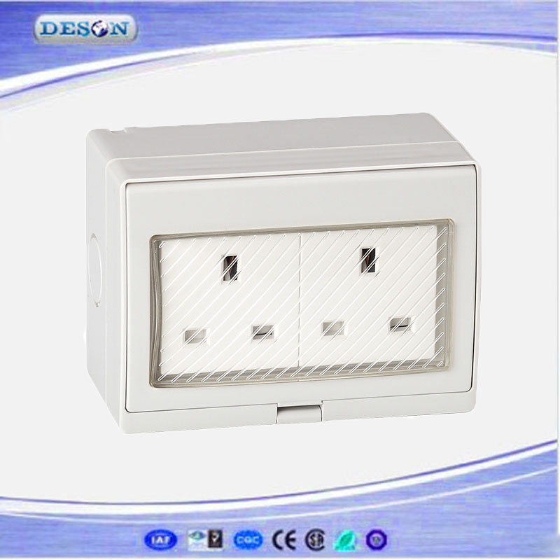IP55 2 Gang UK Waterproof Wall Socket