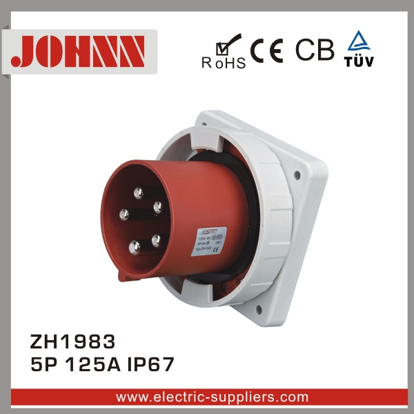 IP67 5p 125A Panel Mounted Plug for Industrial