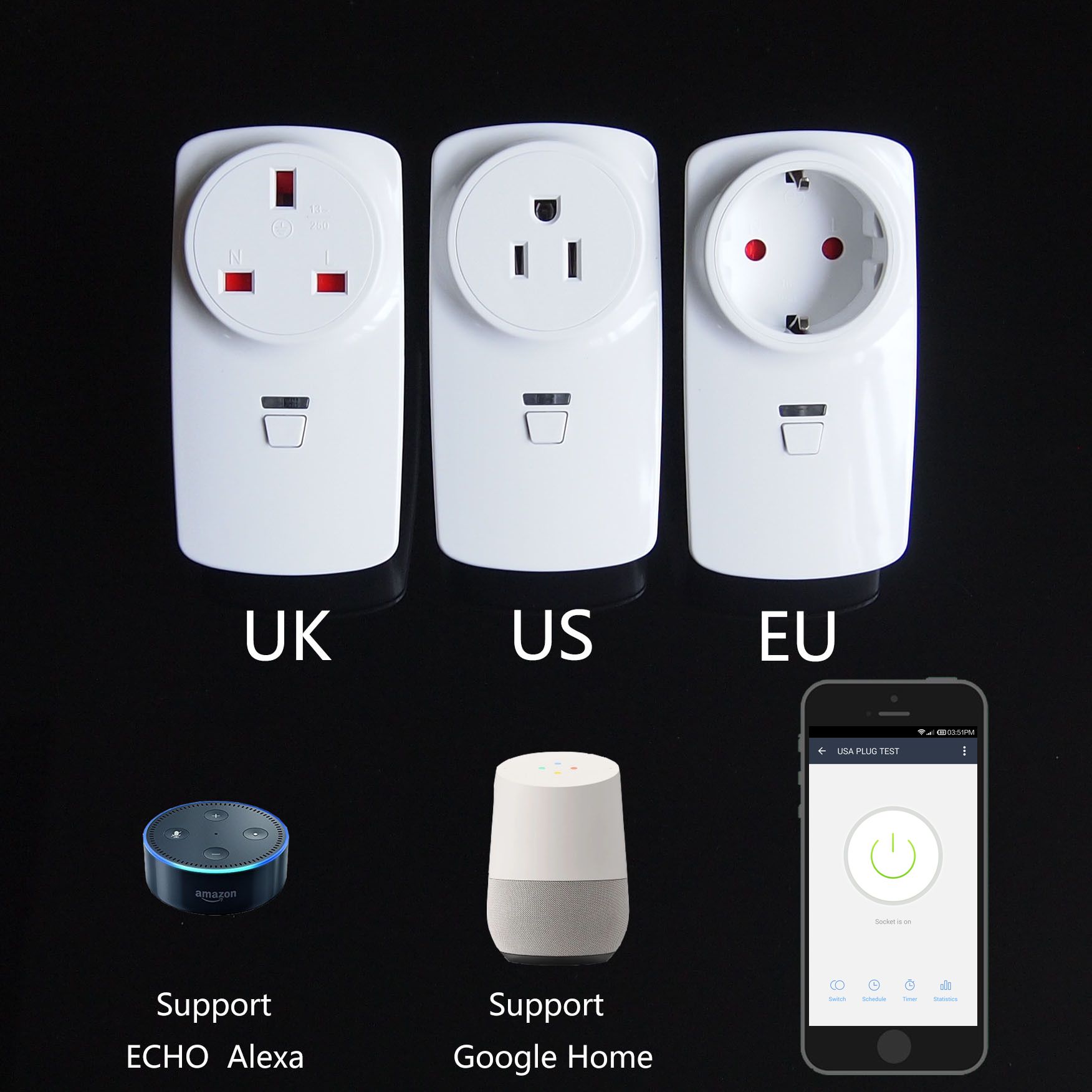 UK EU Us Smart Home WiFi Remote Control Power Switch Plug