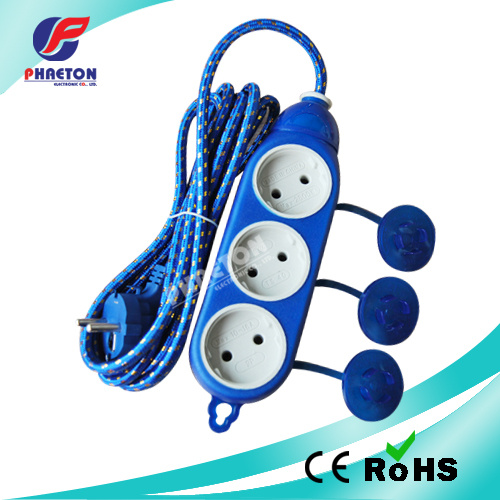 European 3way Extension Socket Power Socket with Dustproof Cover