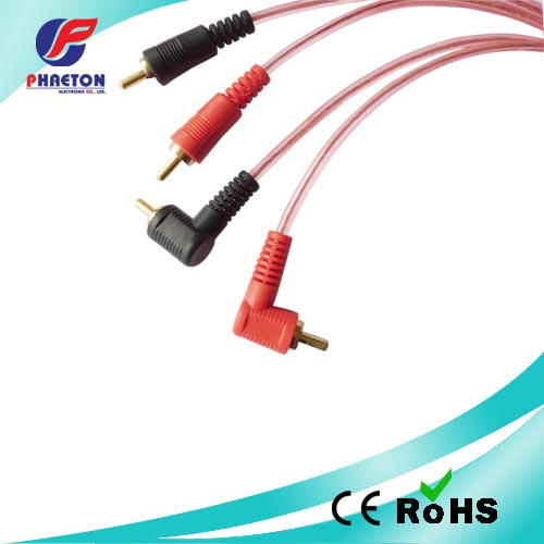 Transparent 2RCA to 2RCA 90 Degree Angle Audio Video Cable