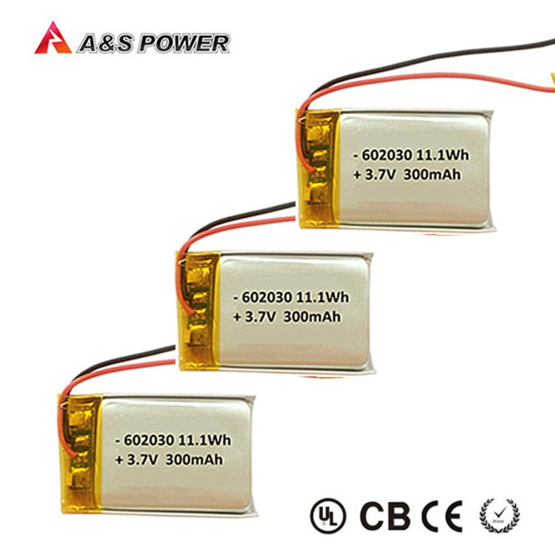 Rechargeable 602030 3.7V 300mAh Lithium Li-Polymer Lipo Battery