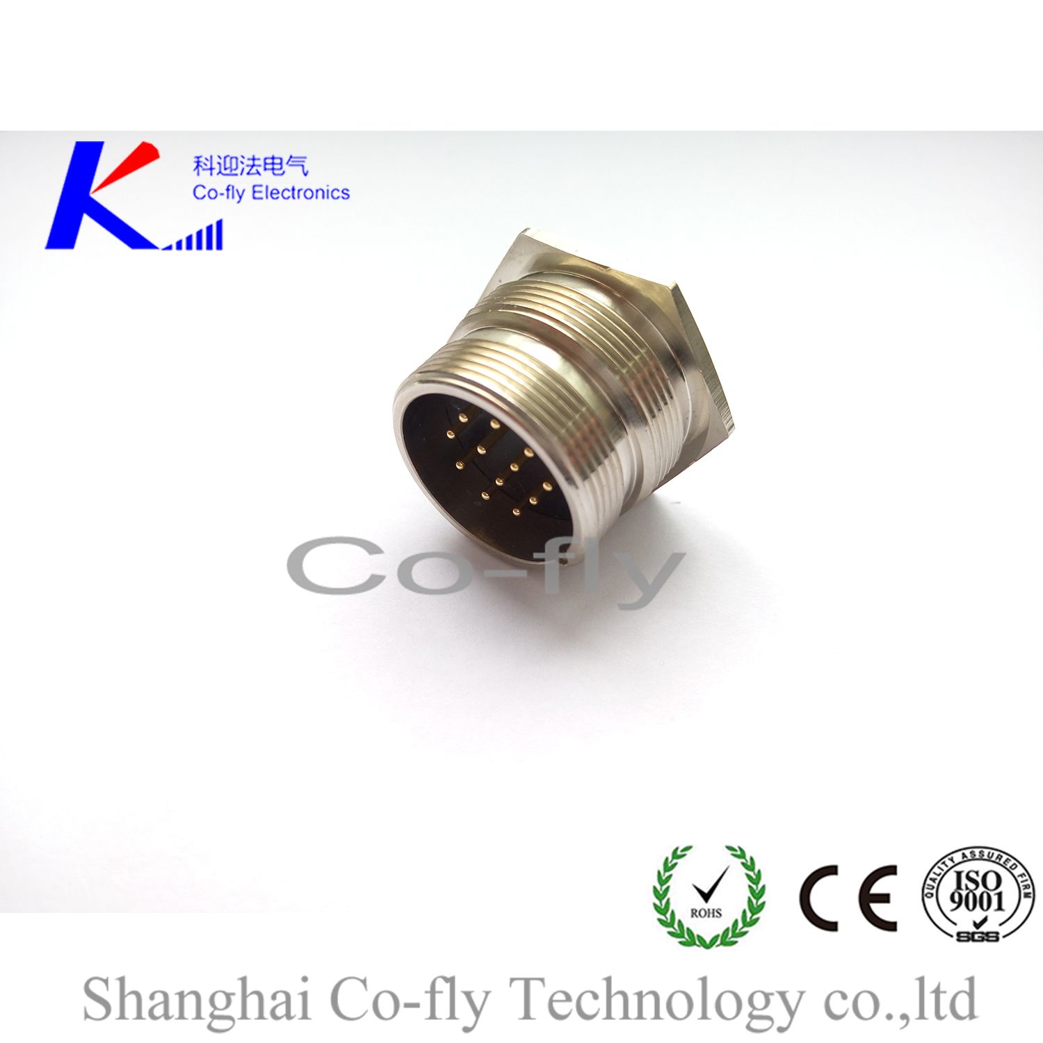 M23 12 Pin Male Front Mounting IP67 Panel Circular Connector