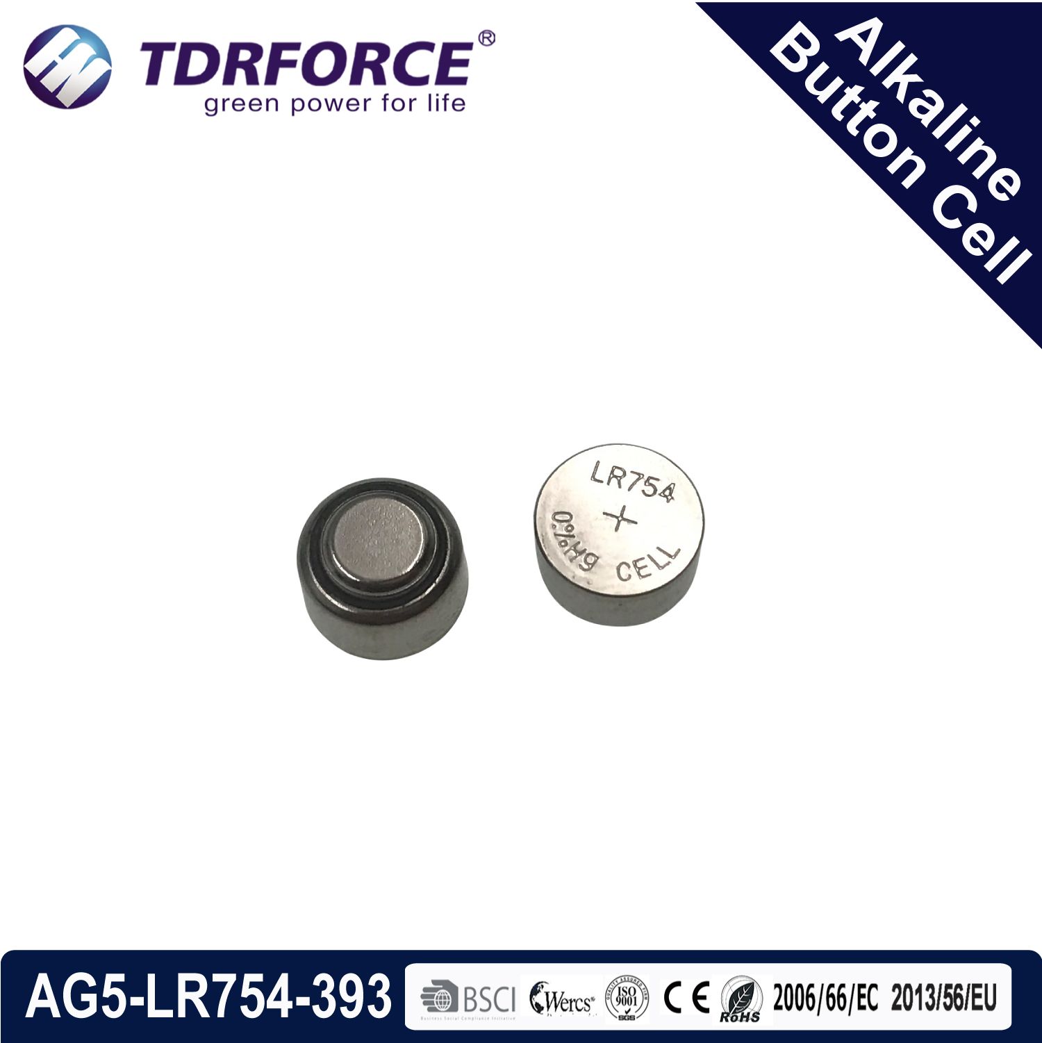 Mercury&Cadmium Free China Factory Bulk Alkaline Button Cell for Watch (1.5V AG5/LR754)