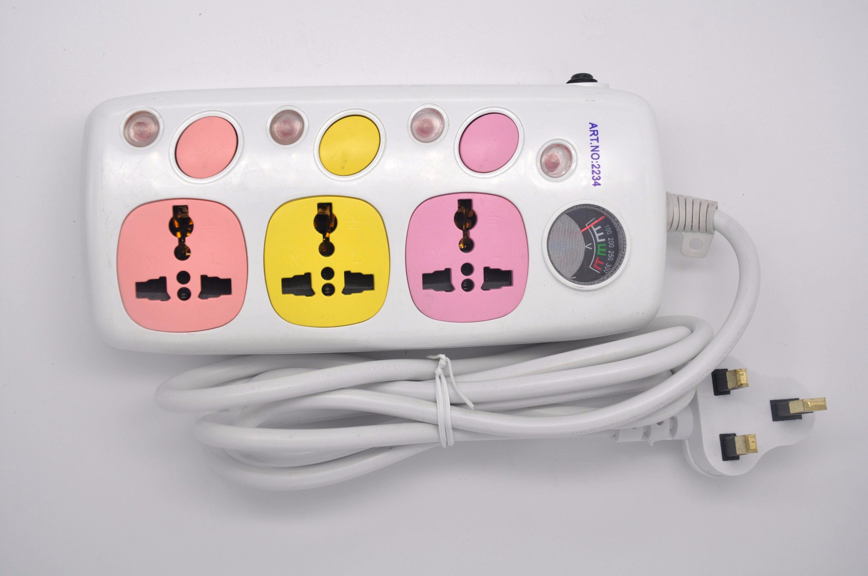 Movable Multi Function Colorful Extension Electrical Multiple Plug Socket