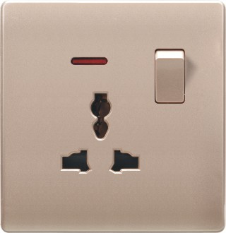 British Standard Golden 13A Multi-Functional Switched Socket Outlet with Neon