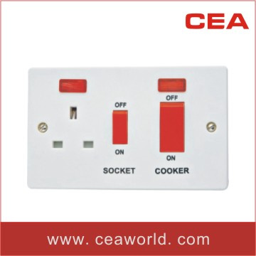 British Cooker Unit Switched Socket with Neon (W342)