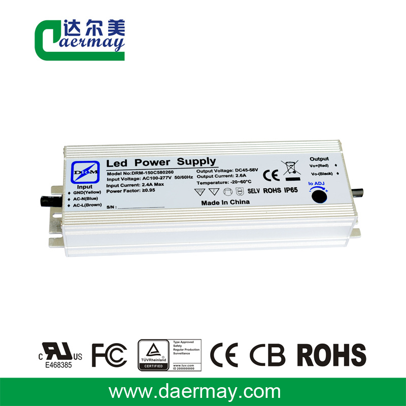 IP65 150W 58V LED Driver Waterproof