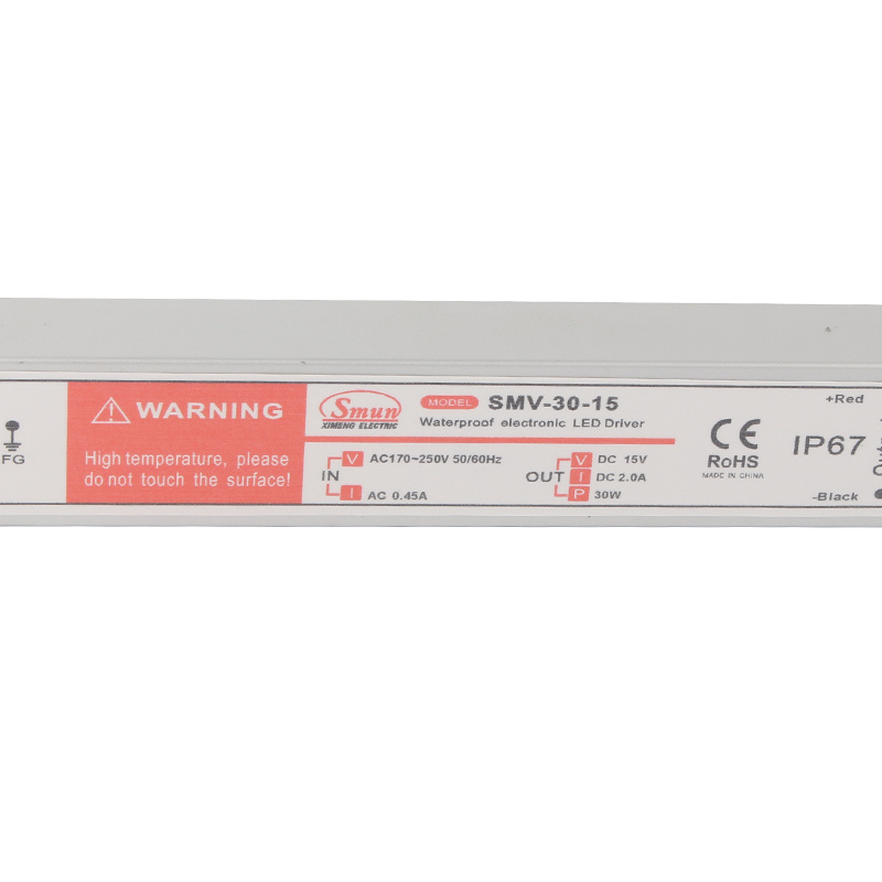 30W 15VDC 2A AC-DC Waterproof IP67 Constant Voltage LED Driver