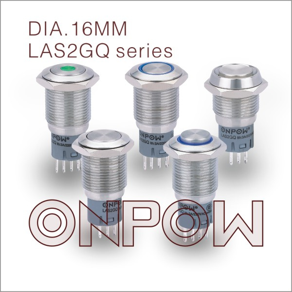 Onpow 16mm Push Button Switch (LAS2GQ, CE, RoHS)
