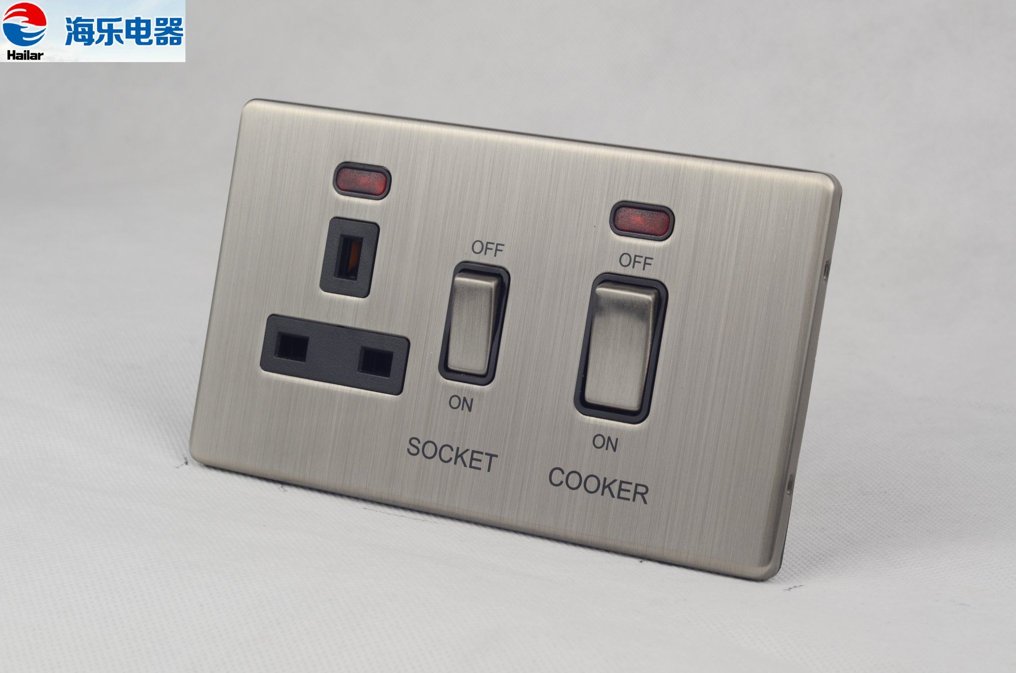 British 45A Switch 13A Switched Socket with Neon Cooker Switch