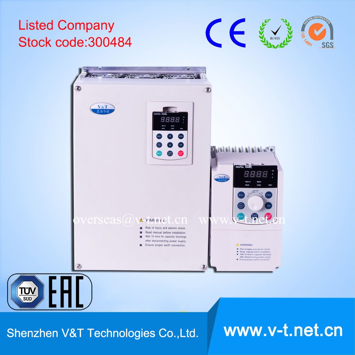 Three Phase V6-H Variable Frequency Drive/VFD Colsed-Loop Inverter with High Overload 0.4 to 7.5kw - HD