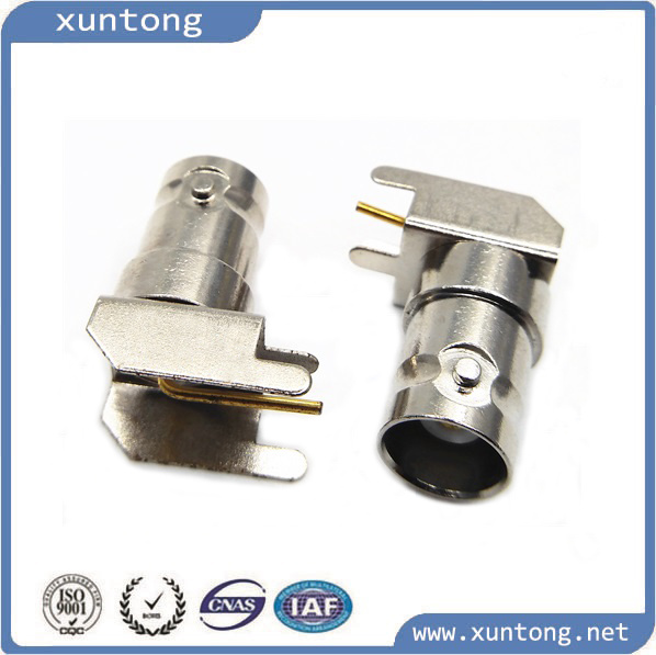 Right Angle Crimp BNC Female PCB Mount Connector