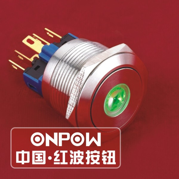 Onpow 22mm Stainless Steel DOT Illuminated Push Button Switch (GQ22-11E/S) (Dia. 22mm) (CE, CCC, RoHS, REECH)