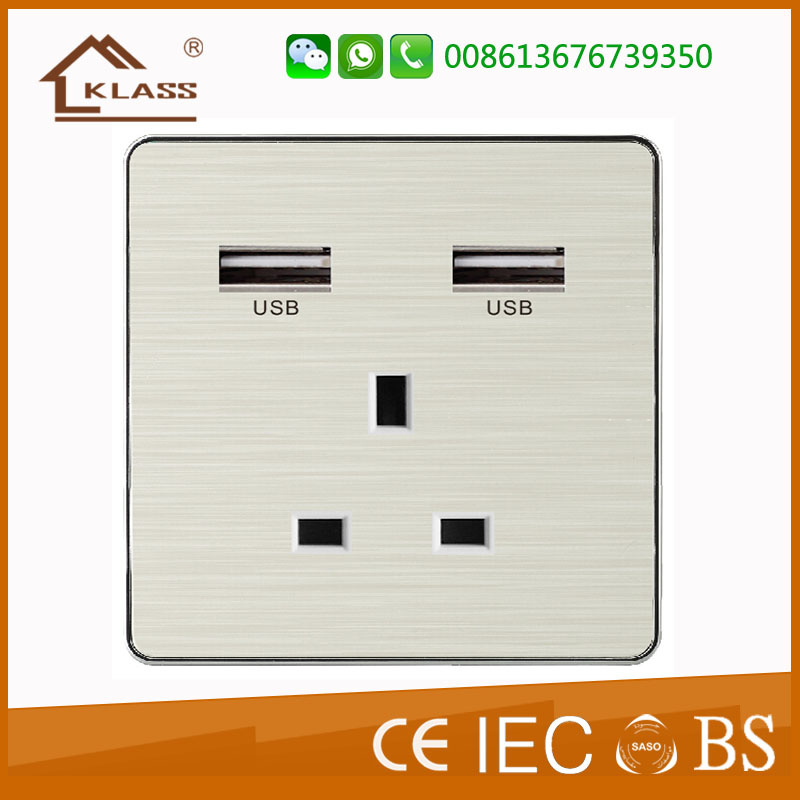 13A USB Electric Wall Power Switched Socket USB Charger