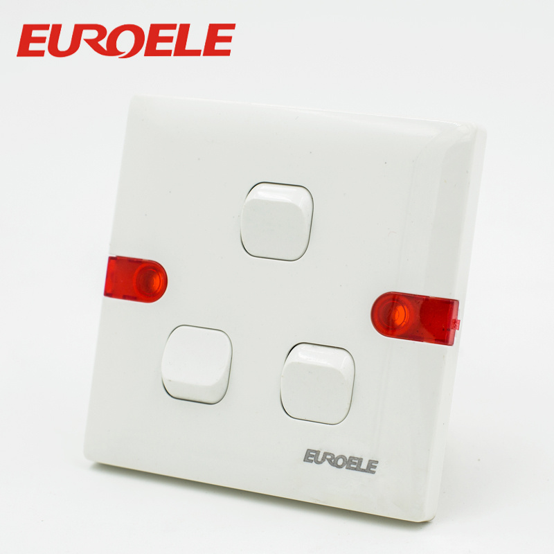 Good Package White Color ABS 3 Gang Wall Switch