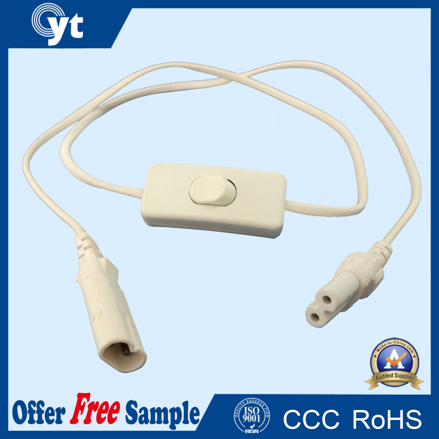 2-Pin Tube Light Waterproof Connector Molded Cable with Controller