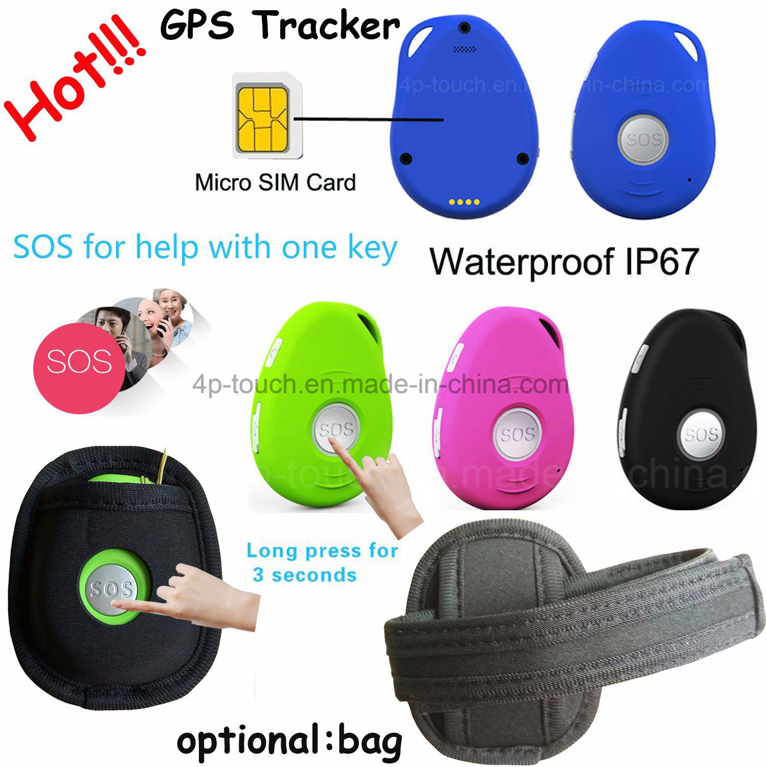 Hot Selling Mini Personal GPS Tracker with Sos Emergency Button (EV-07)