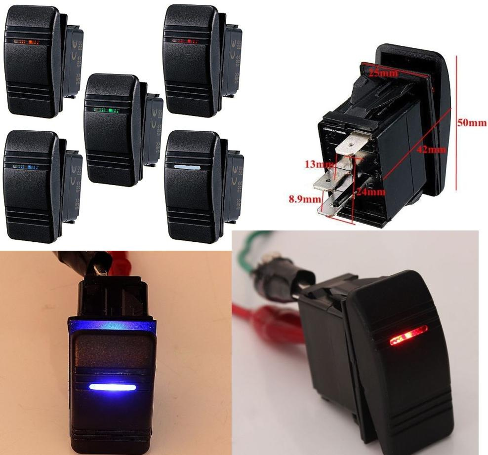 Car Boat Rocker Switch Illuminated Spst on/off 12V-24V Rocker Switch