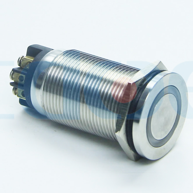 Hbs1gqp-11e/L/S 19mm Flat Roundilluminated Momentary Metal Push Button Switch